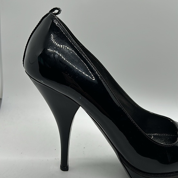 Prada Authenticated Black Patent Leather Stiletto Heel Shoes **Sz 38/US Size 8** - Picture 8 of 14
